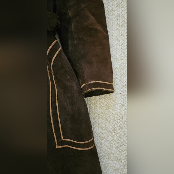✨️RARE✨️ Vintage 70s Union Made Brown Suede Coat Fur Collar - Picture 6 of 14